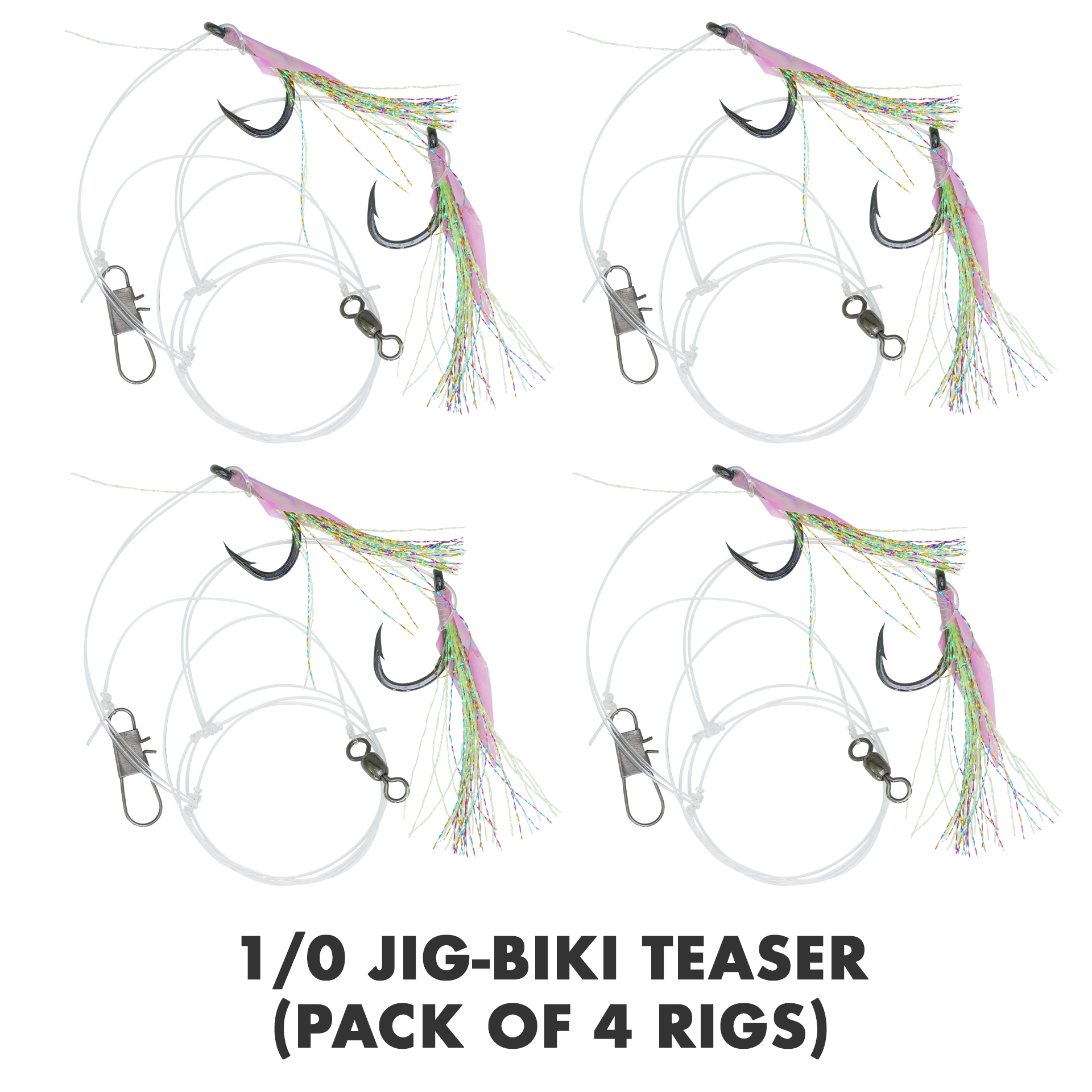 1/0 Jig-Biki Crystal Teaser (2-Dropper) Pack of 4 Rigs