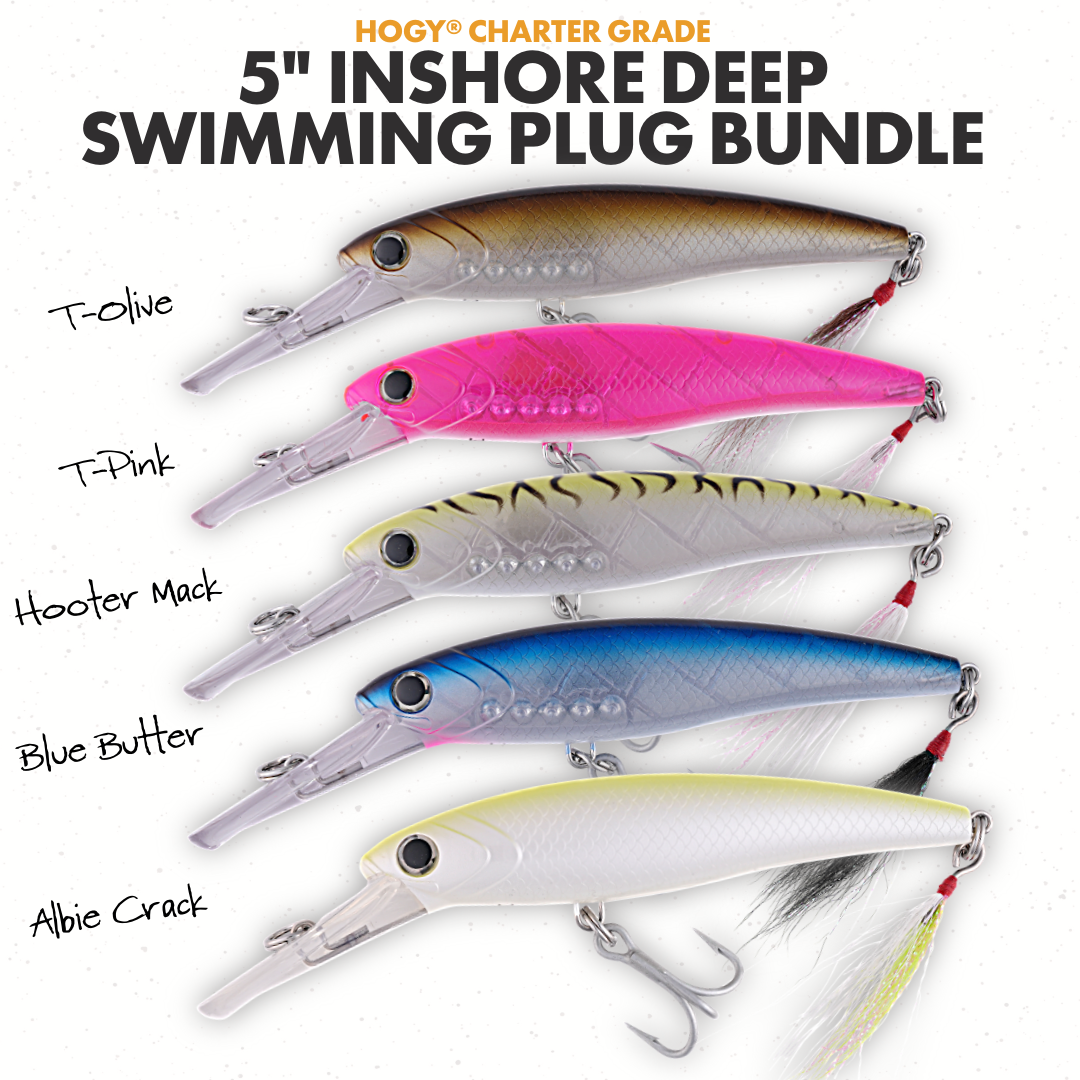 Charter Grade Swimming Plug Bundle: 5" 1.3oz (12' Swimming Depth) (5pc)