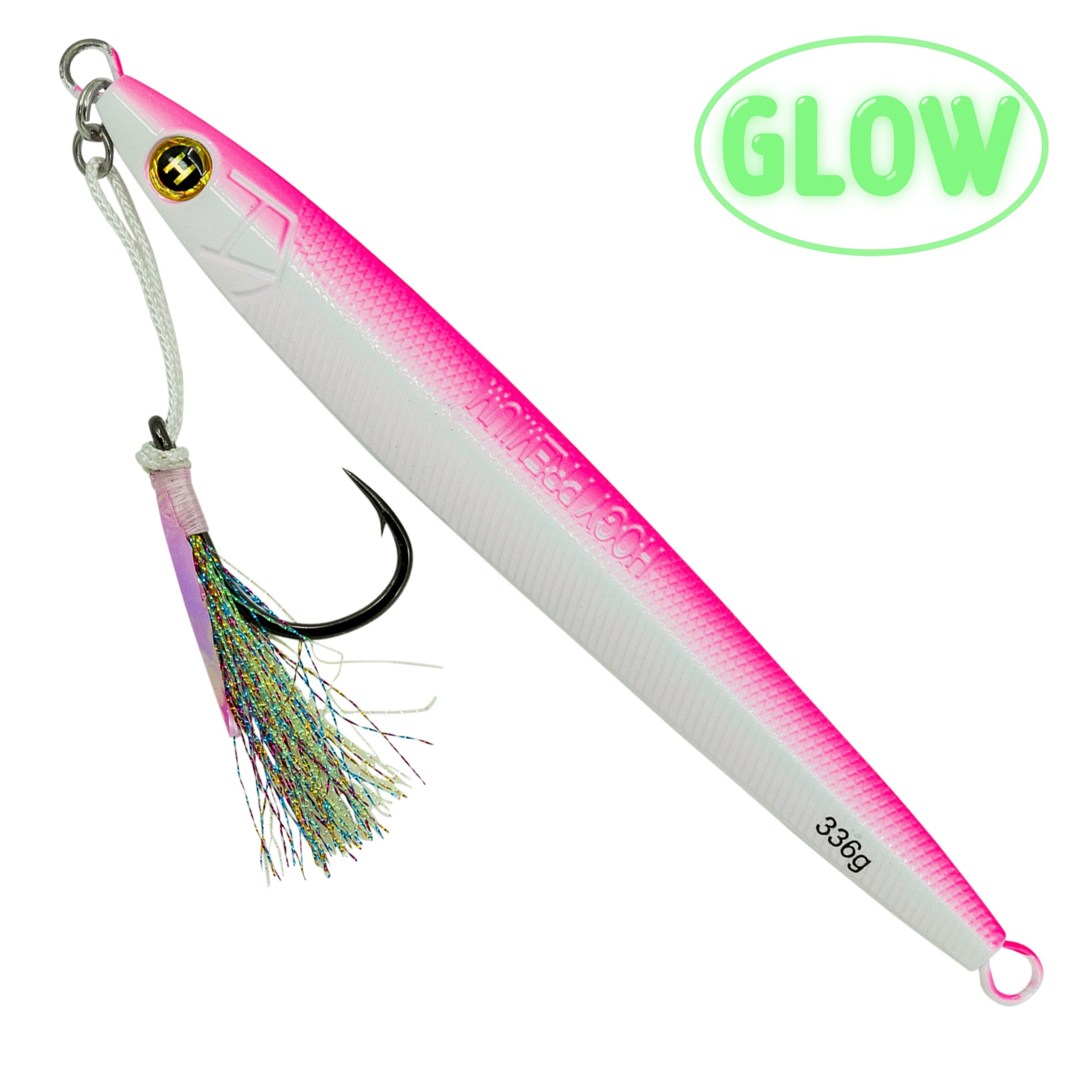 12oz (8") Sand Eel Jig Teaser Assist Hook Bundle + Large Mesh Roll Up Storage Bag (5pc)