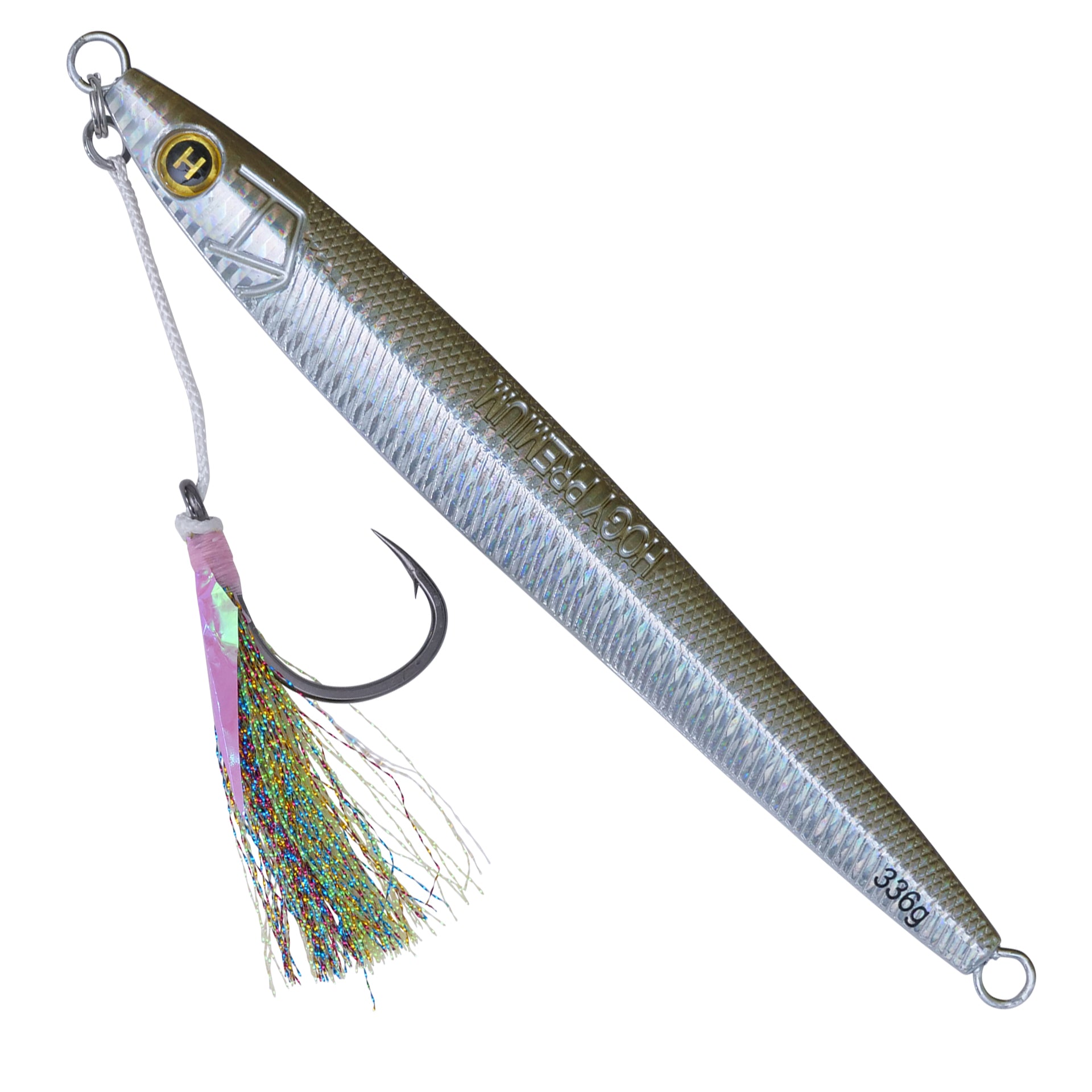 12oz (8") Sand Eel Jig Teaser Assist Hook Bundle + Large Mesh Roll Up Storage Bag (5pc)