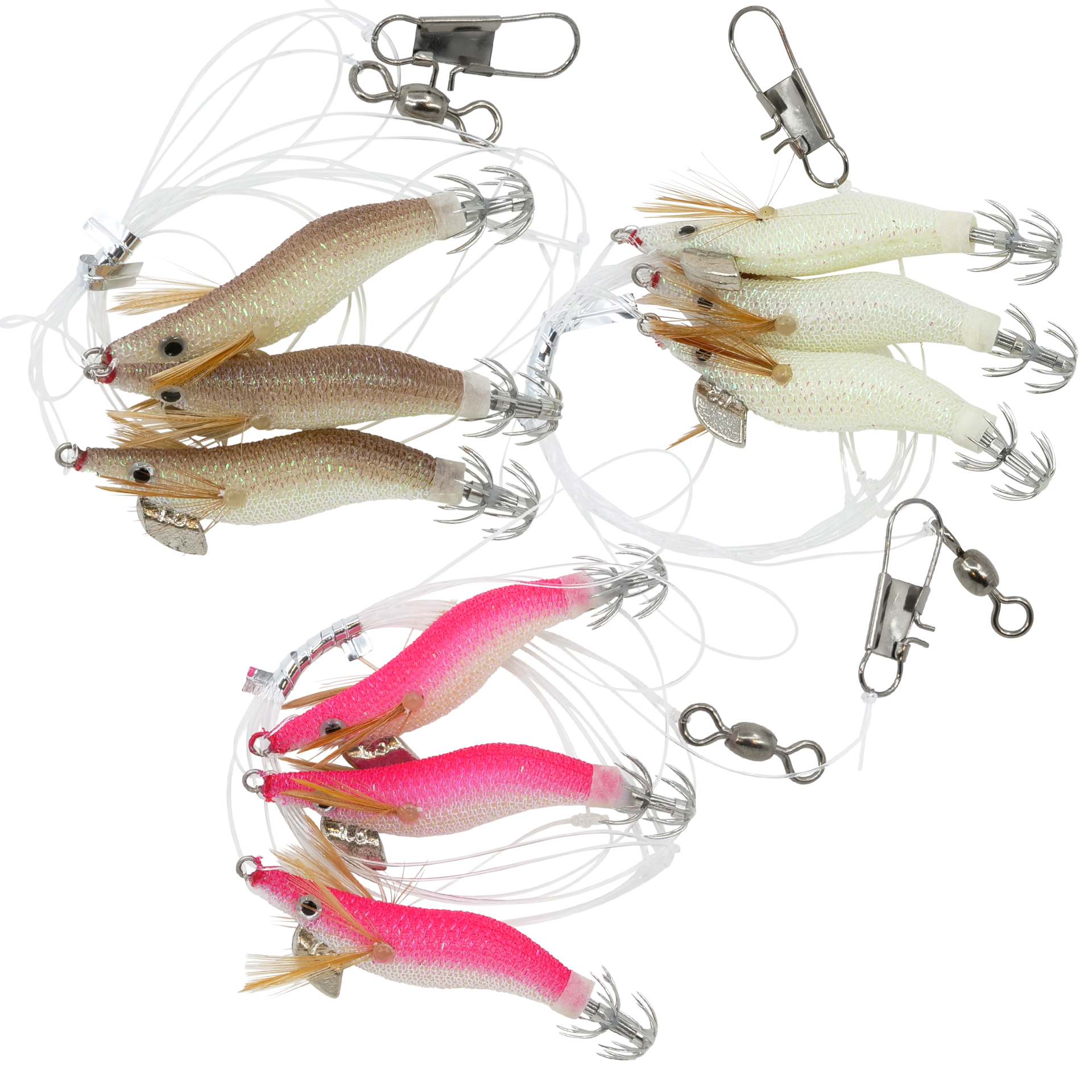 2" Squid-Biki Rig (3-Dropper 30lb Mono) Bundle (3-Rigs)