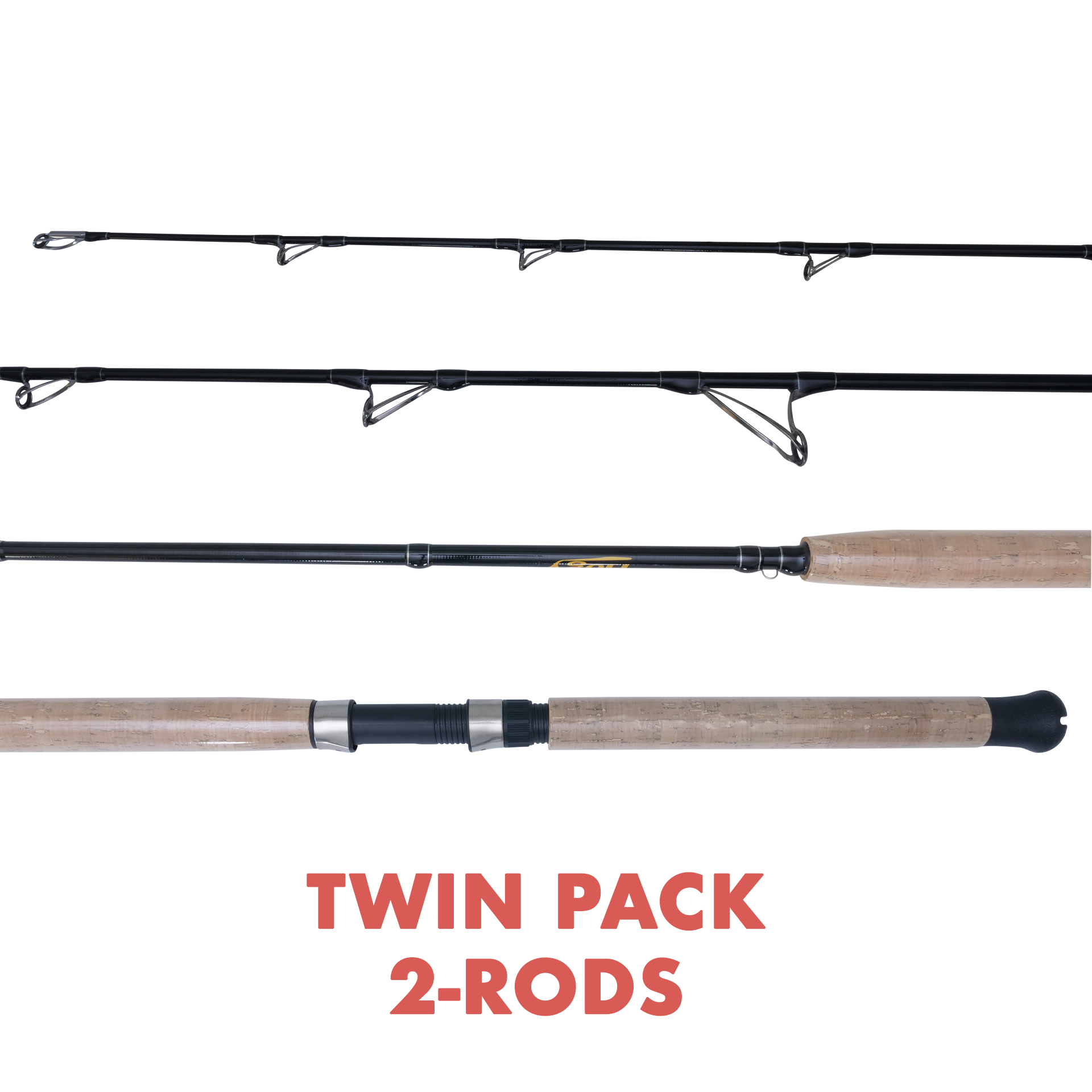 TWIN PACK Tuna Casting Spinning Rod: Mod-Fast Action 7' H (3oz - 8oz)