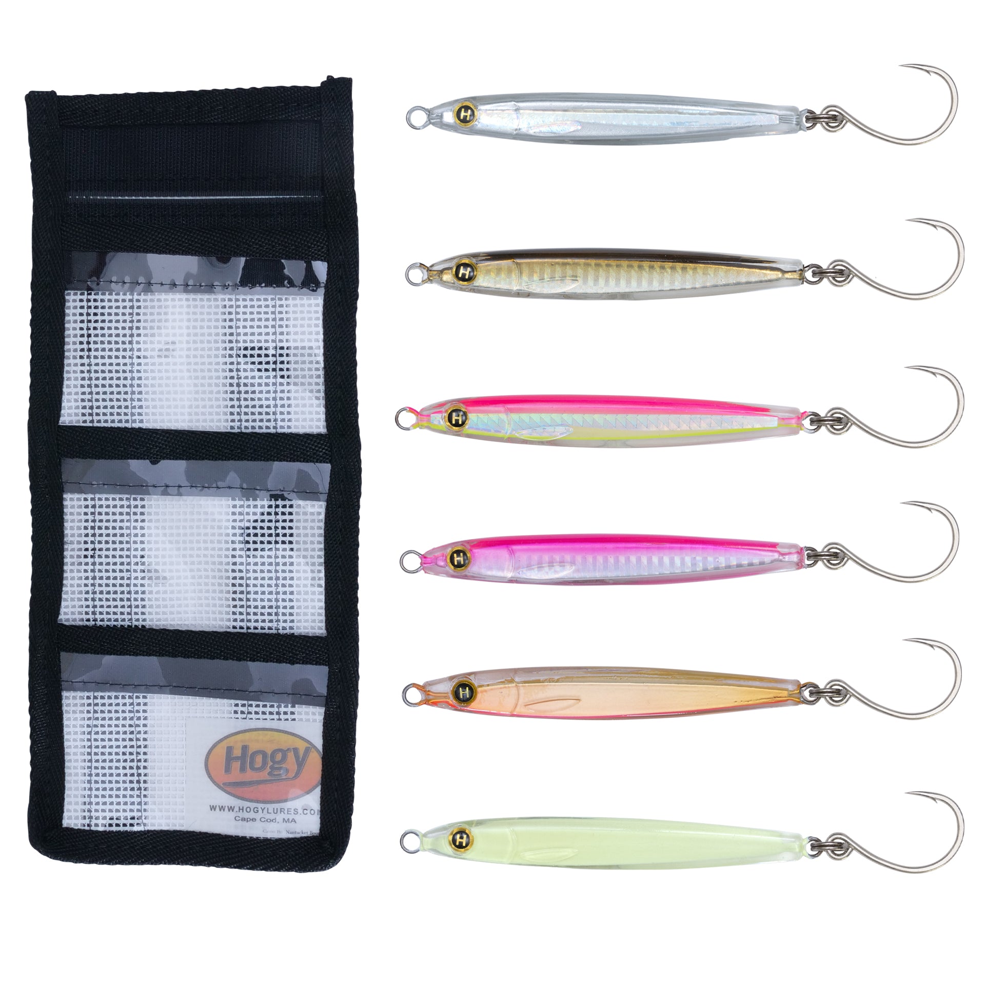 2oz (4.5inch) Epoxy Jig (In-Line Hook) Bundle (6pc) + Medium Mesh Jig Storage Bag