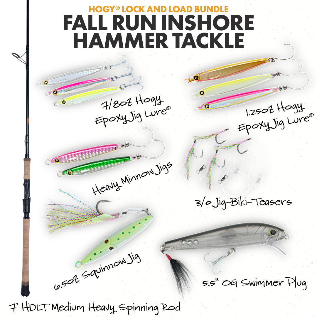 Inshore Fall Run Hammer Lock and Load Bundle (7' MH Inshore Spin + Lure Kit)