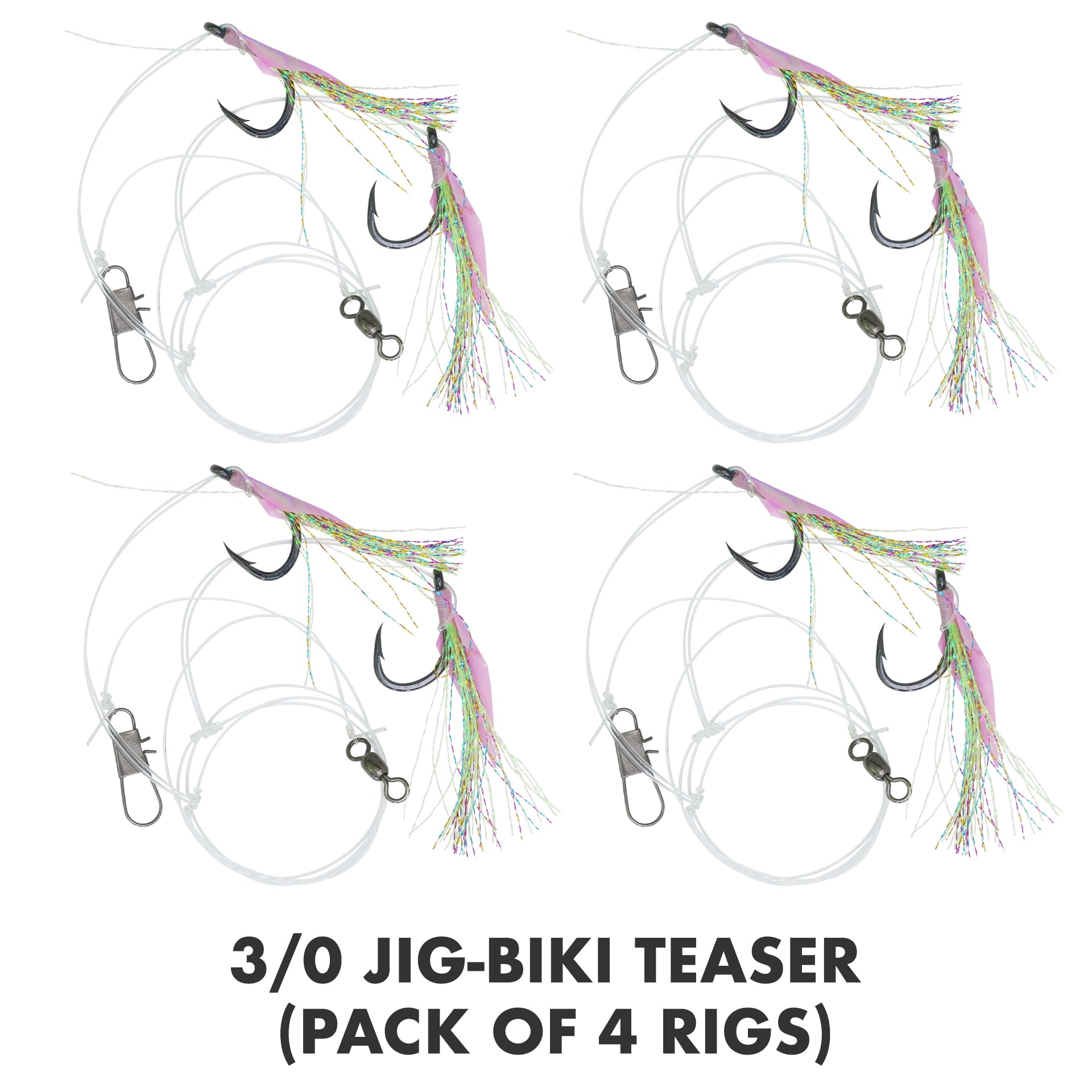 3/0 Jig-Biki Crystal Teaser (2-Dropper) Pack of 4 Rigs