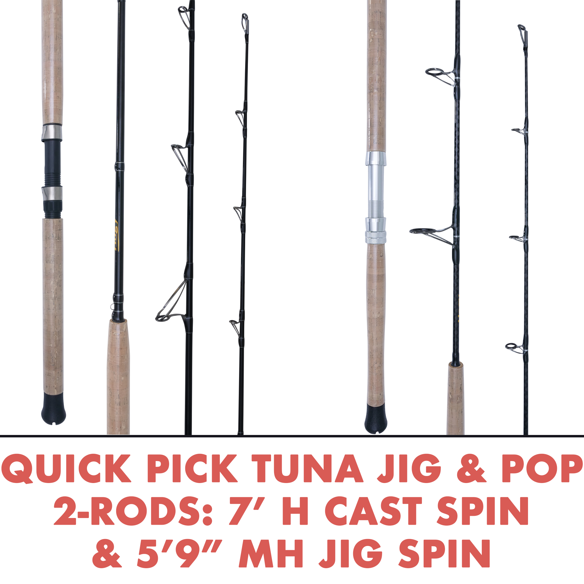 Sale: Tuna Jig & Pop Rod Spinning Combo | 7' H Tuna Casting & 5' 9" MH Tuna Jig Spin