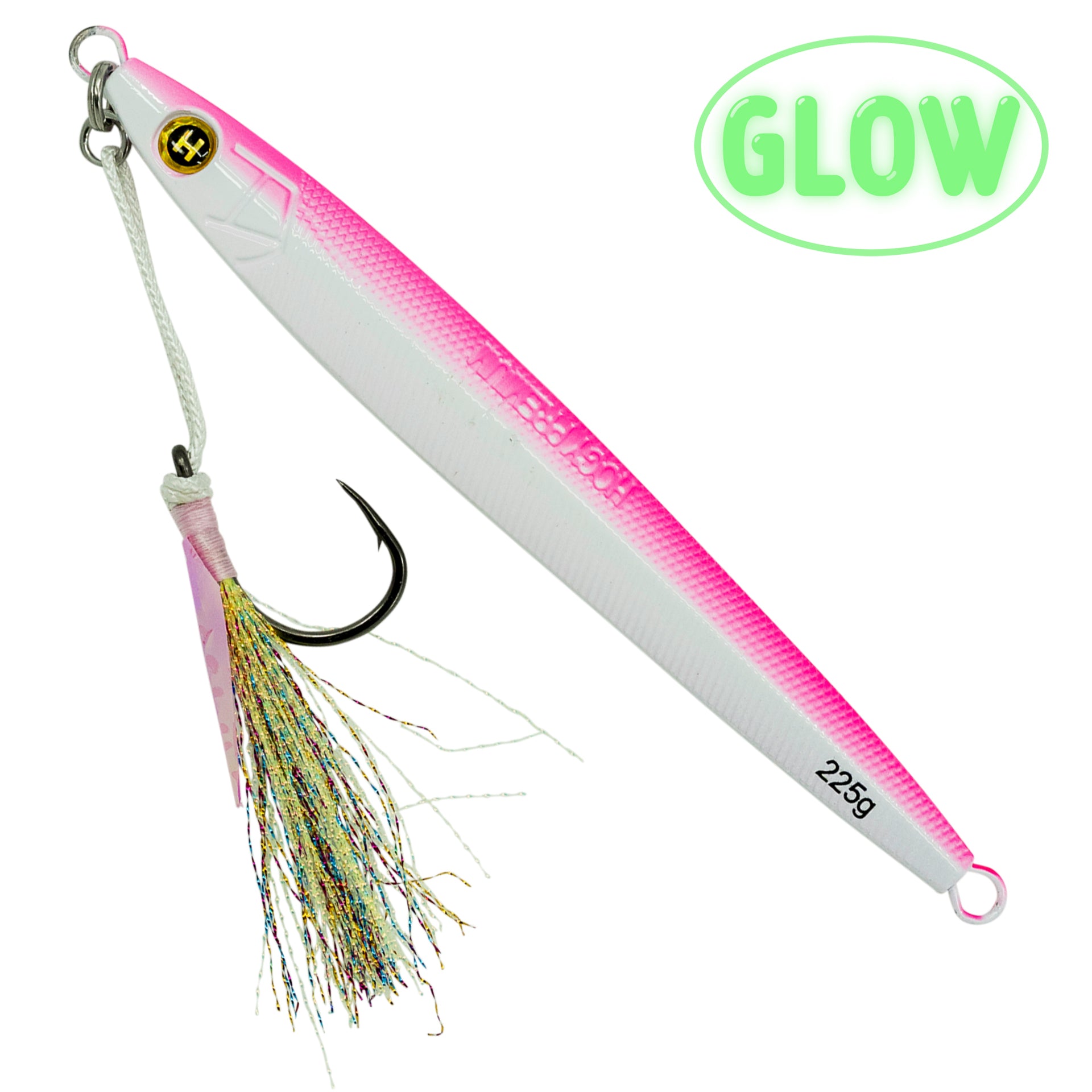 8.5oz (7") Sand Eel Jig Teaser Assist Hook Bundle + Large Mesh Roll Up Storage Bag (5pc)
