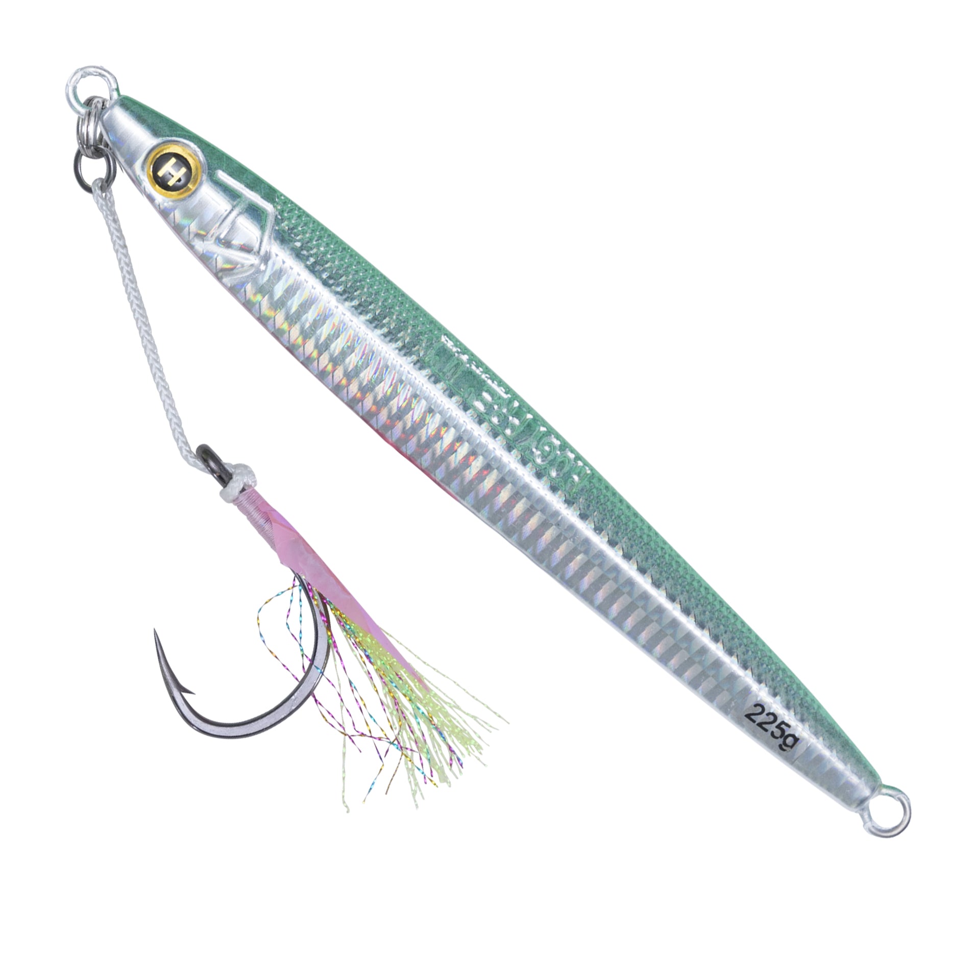 8.5oz (7") Sand Eel Jig Teaser Assist Hook Bundle + Large Mesh Roll Up Storage Bag (5pc)