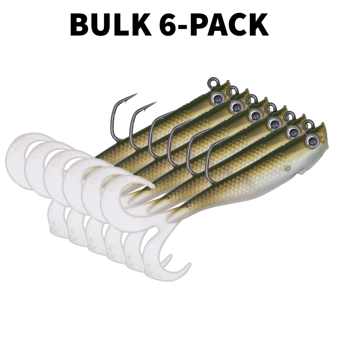 Labor Day Deals: BULK 6-PACK 4.5" 1oz Slowtail Swimbait Olive