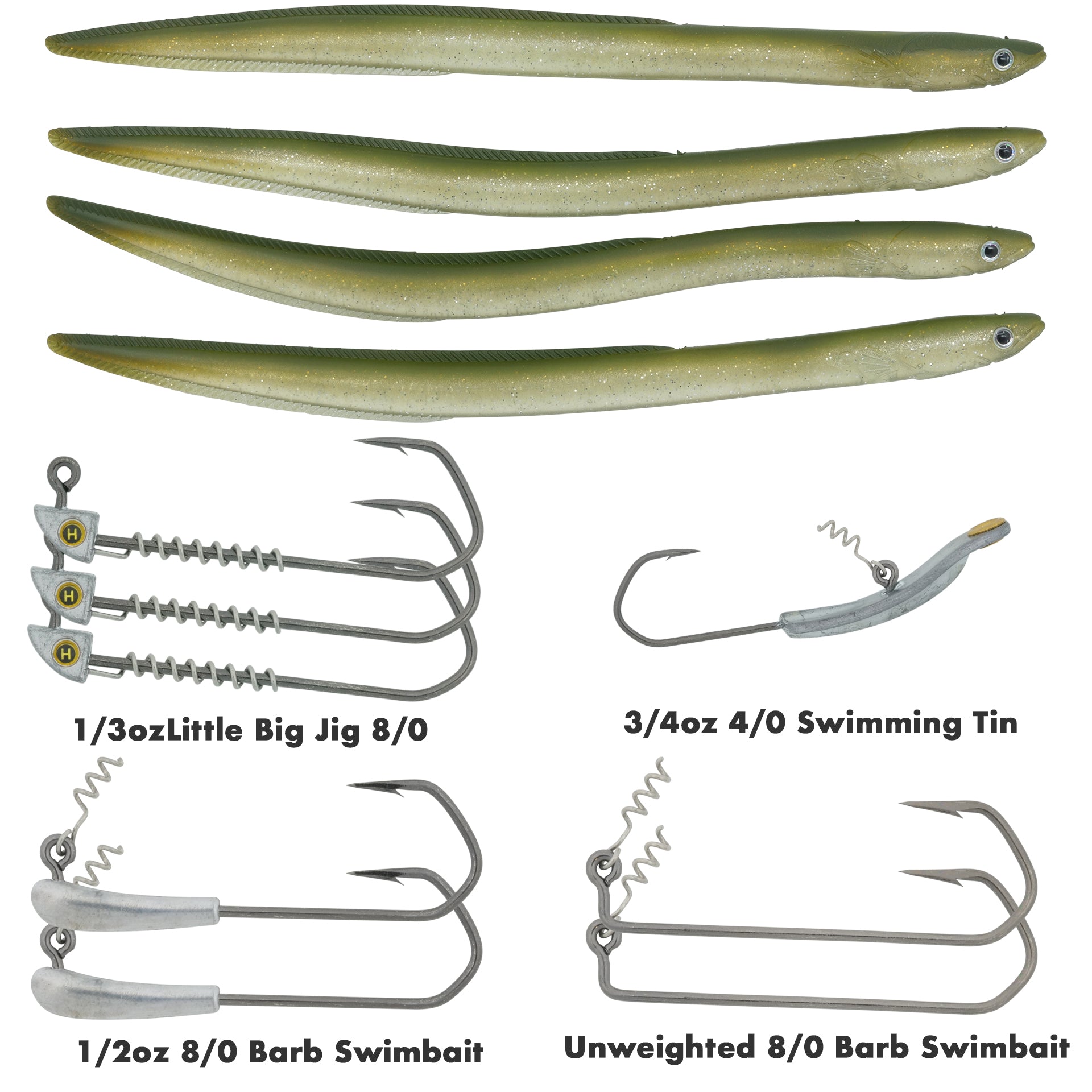 FTO SPECIAL: 9" Skinny Surf Eel - Cast, Jig & Troll Bundle (12pc)