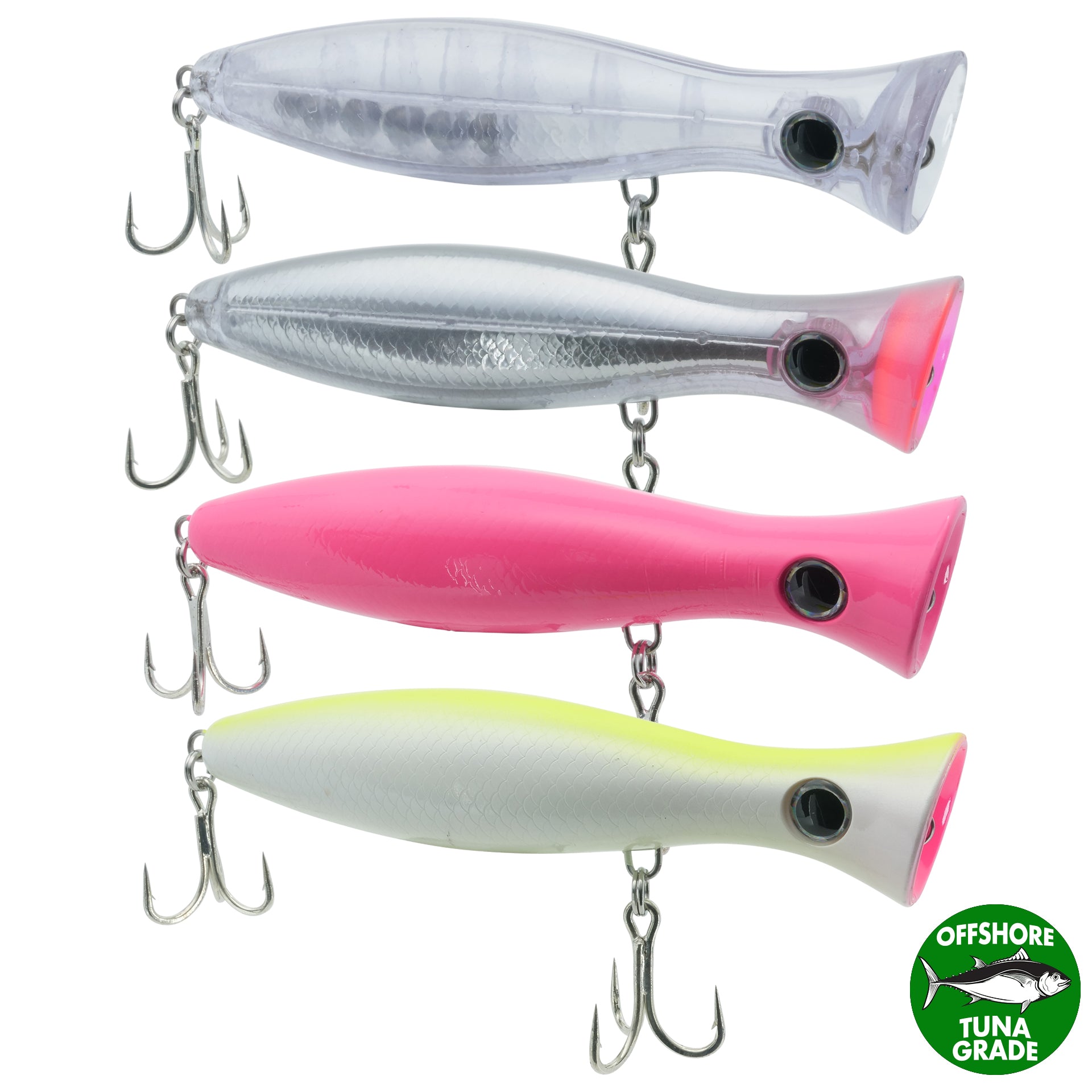 Charter Grade Tuna Chug Popper: 4oz - 7inch Bundle (4pc)