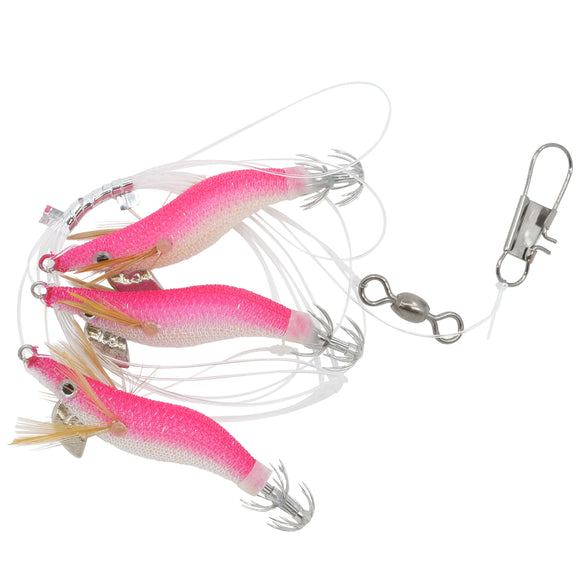 2 Squid-Biki Rig (3-Dropper 30lb Mono) HS Pink